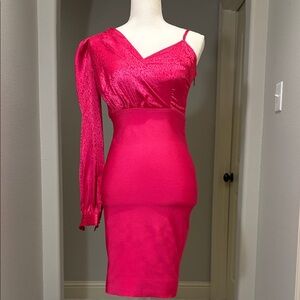 Chic One-Shoulder Pink Party Dress